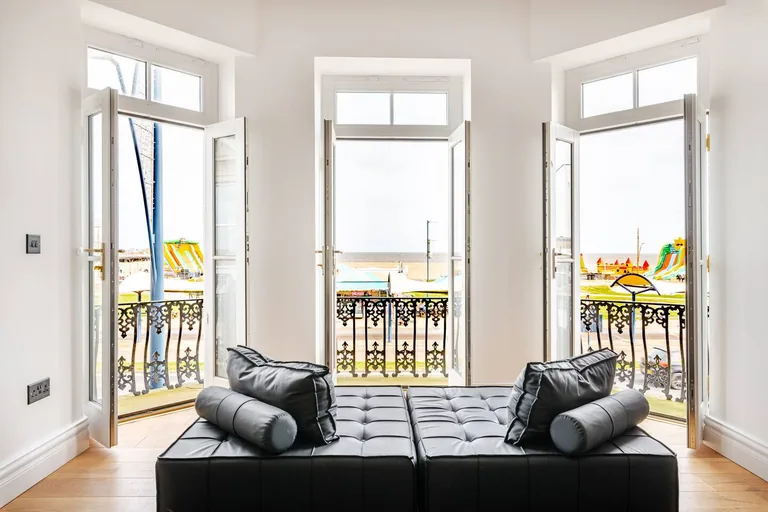 Belle Etage suite seafront view from Juliet balconies overlooking Great Yarmouth Golden Mile