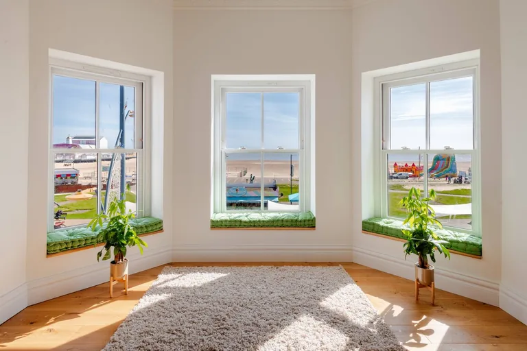 Seraphine suite bay windows with seafront and beach views at Lavish Collections Great Yarmouth